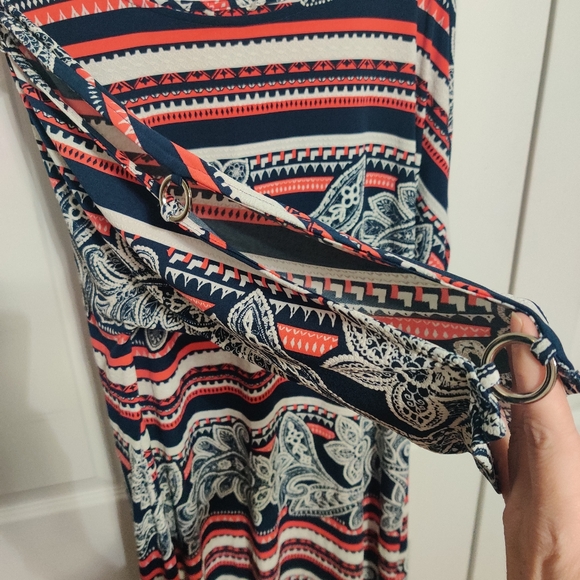 Est. 1946 women's xl dress red blue floral open sleeve midi light summer - Picture 7 of 12